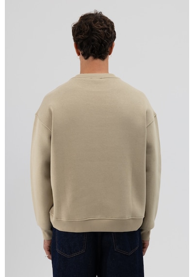 Vamos Basic Bisiklet Yaka Oversize Sweatshirt Haki