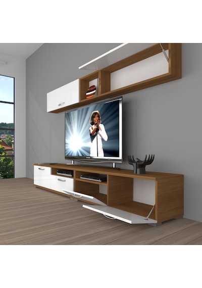 Decoraktiv Eko 5200 Slm Tv Ünitesi Tv Sehpası - Ceviz Beyaz Ahşap - Beyaz