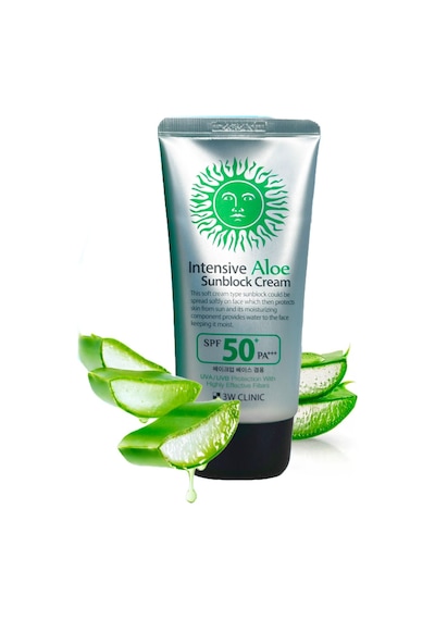 3w Clınıc Hassas Ciltler İçin Aloe Vera İçeren Yatıştırıcı Büyük Boy Güneş Kremi 3W Clinic SPF 50+ PA+++ 70 ml