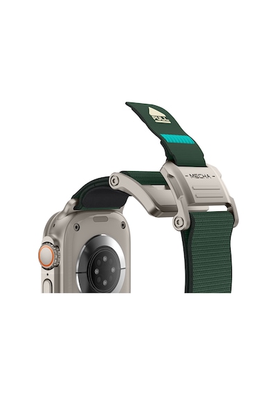 Watch 42mm Uyumlu Mohseven İwatch Mecha Sport Hasır Kordon Titanyum-yeşil