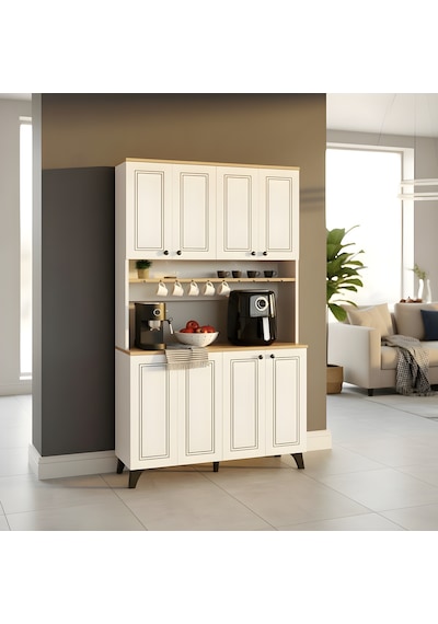 Zen Country Mutfak Airfryer Ve Kahve Makinesi Bölmeli Kahve Köşesi - Beyaz Beyaz