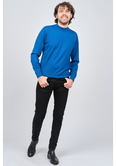 Desen Triko Erkek Yarım Balıkçı Yaka Yün Kazak 0249604 Saks Saks