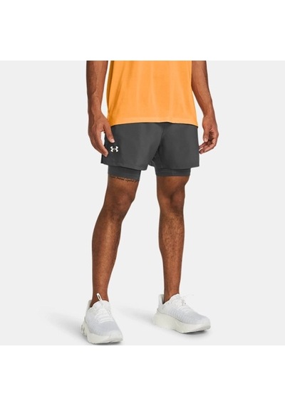 Under Armour Launch 5 2-ın-1 Erkek Şort 1382640-025 Gri