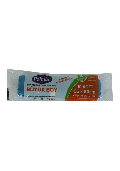Çöp Torbası Büyük Boy 65x80cm 70gr 14mikron 50lt Mavi Rulo 10 Adet
