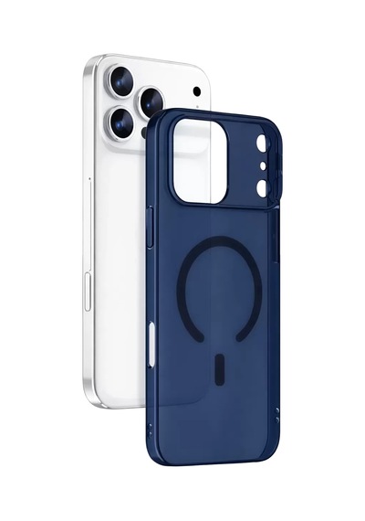Newface Apple iPhone Uyumlu  17 Pro Combo Sert Şeffaf Magsafe Kapak - Mavi