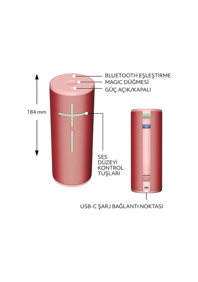 Boom 4 Taşınabilir Su Geçirmez Bluetooth Hoparlör, 360 Derece, Güçlü, Sürükleyici, Kristal Netliğinde Ses, 15