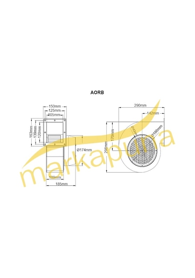 Bahçıvan AORB-M 2450 D/D 220/230 volt Monofaze Sac Gövdeli Salyangoz Fan Öne Eğimli