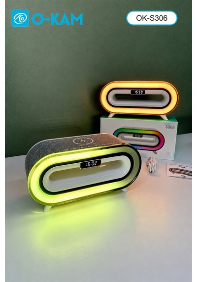 O-kam Ok-s306 Bluetooth Rgb Saatli Kablosuz Şarjlı Hoparlör