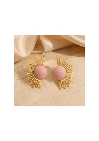 Pembe Taşlı Gold Güneş Model Kadın Küpe Pembe - 886705353 Pembe - 886705353 Pembe