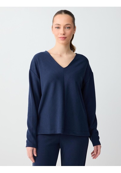 Jimmy Key Jimmy Key Lacivert V Yaka Uzun Kollu Modal Örme Sweatshirt 6sw235555494