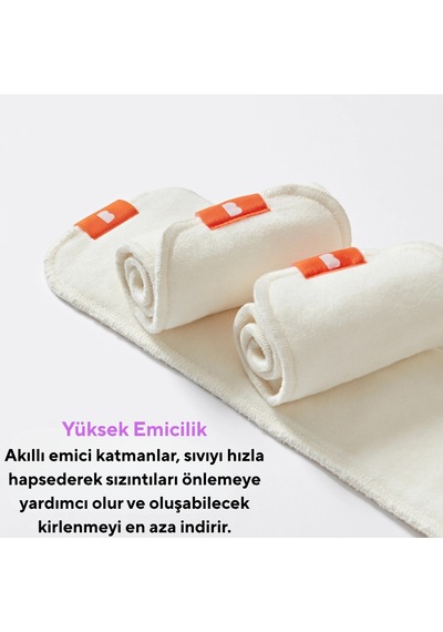 Bambino Mio Yıkanabilir Bebek Bezi Yedek Emici Takviye Pedi Booster 3'lü Paket Standart