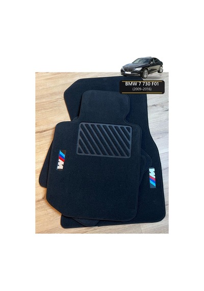 Oto Halı Paspas Seti Bmw 7 730 F01 2009 2016 Uyumlu Sport Kaymaz & Şık Tasarım - Siyah M Logolu
