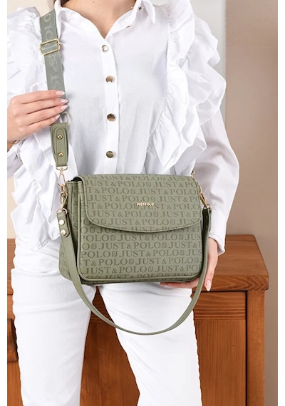 Just Polo Kadın Baskılı Ayarlanabilir Askılı Şık Ve Lüks El & Omuz Çantası Shoulder Bag Yeşil