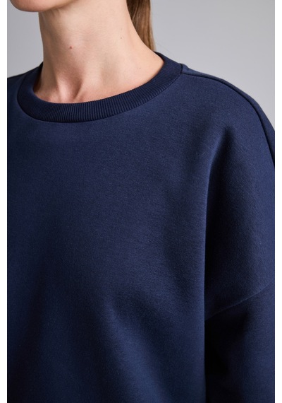 Defacto Oversıze Bisiklet Yaka Basıc Kalın Basic Sweatshirt F9628ax26aunv251 Lacivert-nv251
