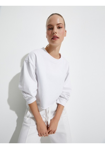Koton Oversize Crop Sweatshirt Şardonlu Basic Uzun Kollu Pamuklu Beyaz 4wak10096nk Beyaz Koton Oversize Crop Sweatshirt Şardonlu Basic Uzun Kollu Pamuklu Beyaz 4wak10096nk Beyaz