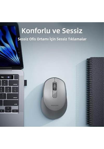 Spk7448 Bluetooth 5.2 Ve 2.4ghz 1600dpı Sessiz Optik Kablosuz Mouse Siyah