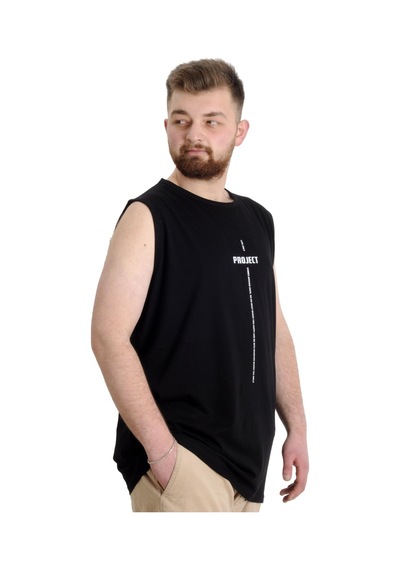 Mode Xl Büyük Beden Erkek Atlet Project 23004 Siyah 001