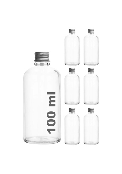 12 Adet Şeffaf Cam Shot Şişesi Sızdırmaz Gümüş Metal Kapaklı Kolonya Koku Süs Çok Amaçlı Şişe 100ml Genel