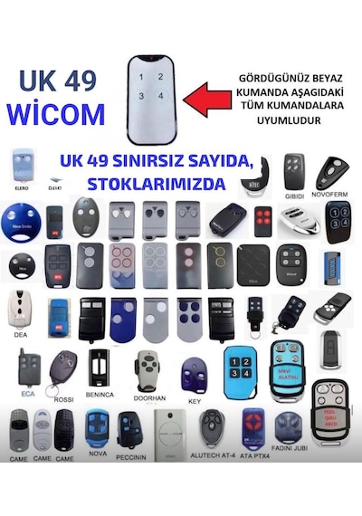 Wicom Uk-49 Süper Akıllı Kumanda Bft,nice,sm2,hiland,roland,daspin Yerine Kullanılabilen