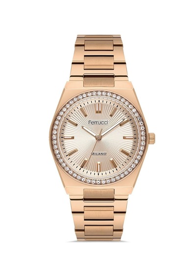 Ferrucci Fc73894 Zirkon Taşlı Şık Çelik Kordon Ve Kasa Kadın Kol Saati Rose Gold
