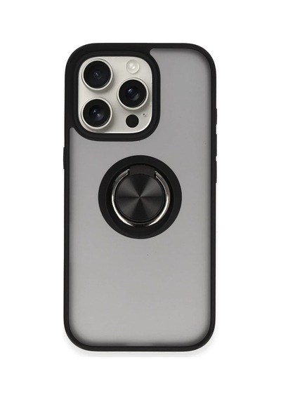İphone 16 Pro Max Kılıf Montreal Yüzüklü Silikon Kapak - Siyah