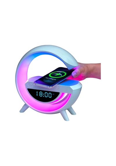 Kablosuz Şarjlı Led Işıklı Masa Saati Bluetooth Hoparlör Alarm Fonksiyonlu Çok Renkli 60833842