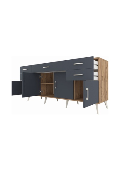Hyperion Konsol Tek Raflı 5 Çekmeceli 4 Kapaklı 176x44x83 Çam-antrasit Antrasit Hyperion Konsol Tek Raflı 5 Çekmeceli 4 Kapaklı 176x44x83 Çam-antrasit Antrasit