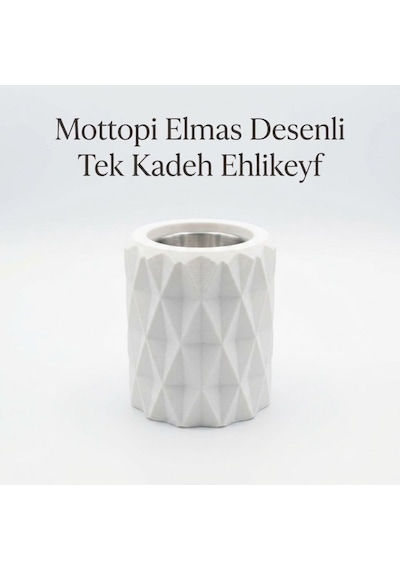Mottopi Ehlikeyf Beyaz Elmas Desenli,1 Kadeh Yuvalı,metal İç Hazneli,termojelli Soğutucu-beyaz