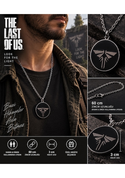 The Last Of Us Kolye Firefly Sembol Madalyon 60 Cm Zincir Unisex Erkek Kadın Zamak Kaplama Çok renkli