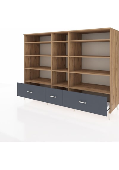 Kronos Dolap 12 Raflı 3 Çekmeceli 220x59x163 Çam-çam/antrasit Çam-çam/antrasit Kronos Dolap 12 Raflı 3 Çekmeceli 220x59x163 Çam-çam/antrasit Çam-çam/antrasit