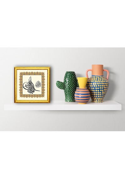 "osmanlı Tuğrası & Kelime-i Tevhid" Hat & Tezhip Serisi - Masaüstü/vitrin Ve Duvar Tablosu 19x19cm