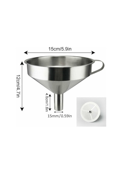 Filtreli Paslanmaz Çelik Huni 150 Mm – 1 Adet/Paket