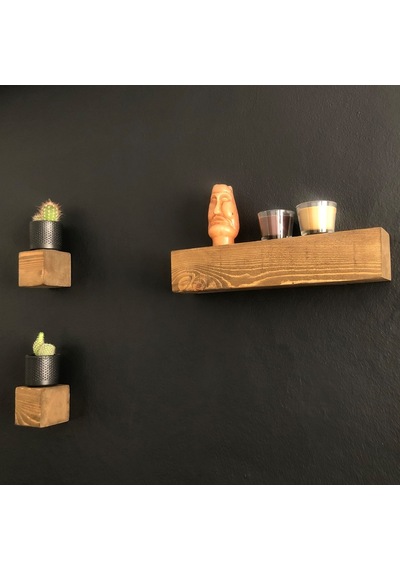 O&Awood Dekoratif 3'Lü Kütük Retro Duvar Rafı, 3'Lü Küp Vintage Doğal Ahş (497958947)