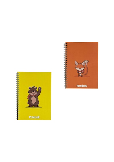 A5 Spiralli Sevimli Hayvanlar Konsept Defter 40 Yaprak 4'lü Tamamı Çizgisiz