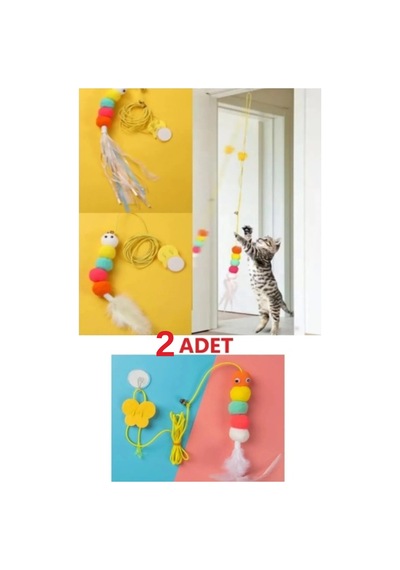 Elastik Kendinden Yapışkanlı Kedi Oyun Oltası, Esnek Eğlenceli Ve Eğitici Kedi Oyuncağı - Bgacmtkedi001
