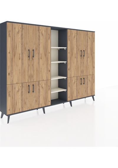 Arges Dolap 14 Raflı 8 Kapaklı 220x30x163 Antrasit-çam/aytaşı Atlas Çam/aytası - Antrasıt Arges Dolap 14 Raflı 8 Kapaklı 220x30x163 Antrasit-çam/aytaşı Atlas Çam/aytası - Antrasıt