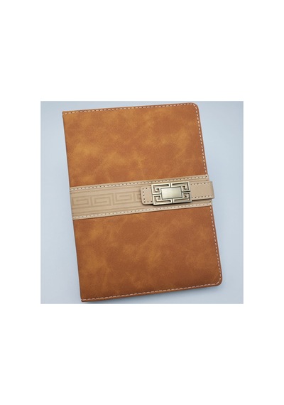 3 Adet Tarihsiz Termo Deri Defter Çizgili A5 Ajanda, Mıknatıslı Kapanış, Promosyon Notebook, Vintage Kahverengi Altın