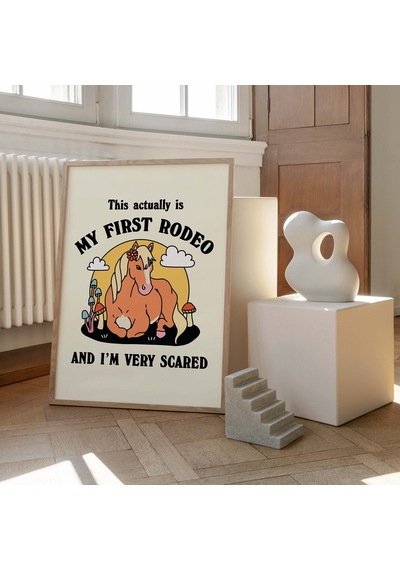 Kovboy Atı Söz Baskısı, İlk Rodeo Sözü Posteri, Retro Mantar Posterleri