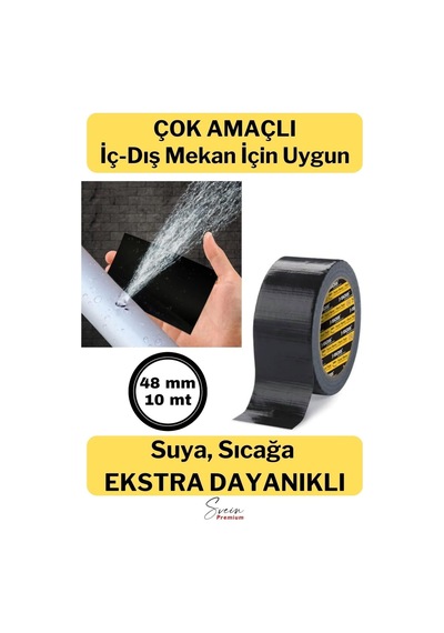 Çok Amaçlı Su Geçirmez Sızdırmaz Dayanıklı Boru Çatlak Onarım Izolasyon Siyah Tamir Bandı 48mm 10mt