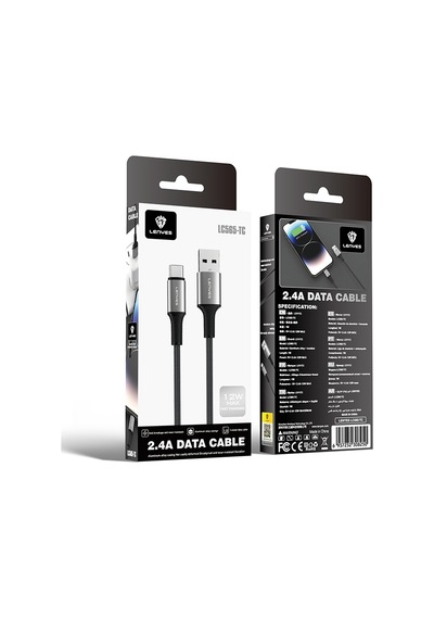 Lenyes Lc565 Usb-a To Type-c Örgü Tasarımlı Hızlı Şarj Özellikli Data Ve Şarj Kablosu 12w 1m Siyah