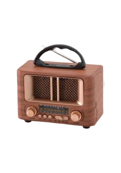 Biishe Küçük Mini Boy Retro Ahşap Tasarım Bluetooth Hoparlörlü Radyo Fm/am Destekli, Şarjlı Ve Ta