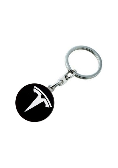 Tesla Logolu Metal Otomobil Anahtarlığı - Damla Baskılı