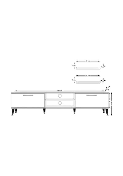 Decoraktiv Eko 4 Mdf Dvd Silver Tv Ünitesi Tv Sehpası Pera - Siyah Mermer