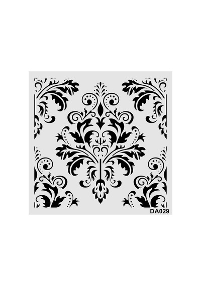 Kk Swords Stencil Tasarım Da029 Damask- Dekoratif Duvar, Fayans Ve Eşya Boyama Şablonları 25x25 Cm Da02900000003