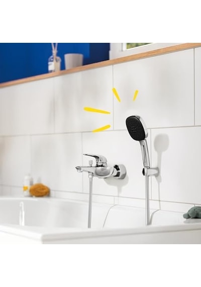 Comfort 110 El Duşu Seti, 110mm Kare 2 Akışlı El Duşu, Duş Başlığı Tutucu, 1750mm Duş Hortumu, Duş Başlığı Seti, Krom, 26399001