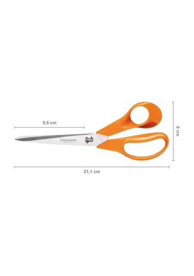 Fiskars El Sanatları, Dikiş Ve Ofis İşleri İçin Evrensel Makas, Klasik, Uzunluk: 21 Cm, Sağ Elini Kullananlar İçin