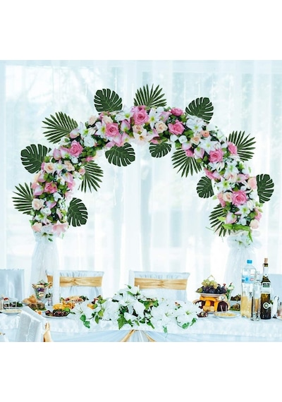 Yapay Çiçek 5 Palmiye Ve 5 Monstera Yaprağı