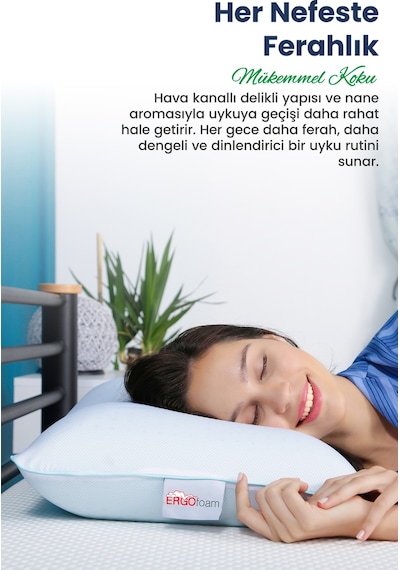 Viscofoam Aroma Terapi Hava Kanallı Ortopedik Yastık Visco Yastık Nane 60x40x16cm