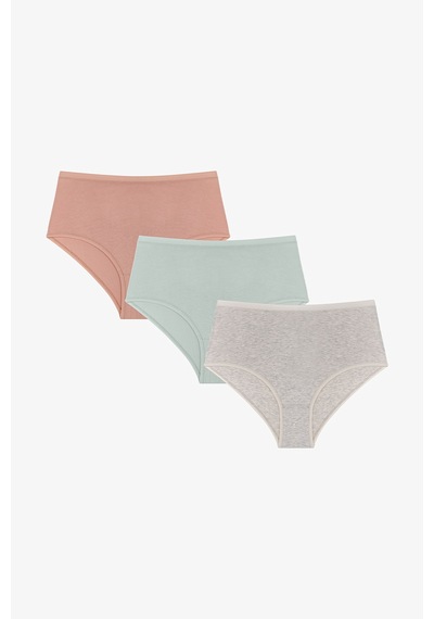 Penti Renkli Softies 3'lü Pamuklu Yüksek Bel Slip Külot