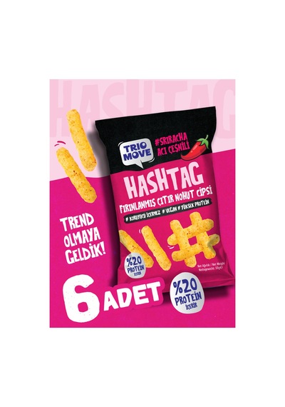 Hashtag Fırınlanmış Nohut Cipsi Sriracha Acı Çeşnili 6 Adet Trio Move